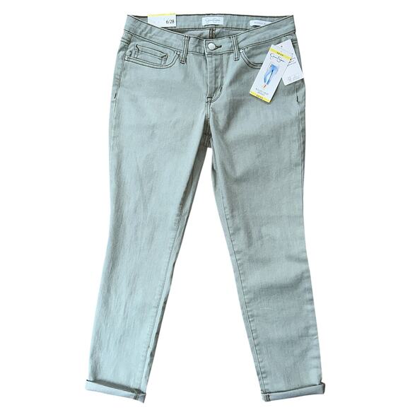 NWT Jessica Simpson Mid-Rise Rolled Hem Cropped Green Skinny Jeans 6 28X27 - Picture 1 of 7